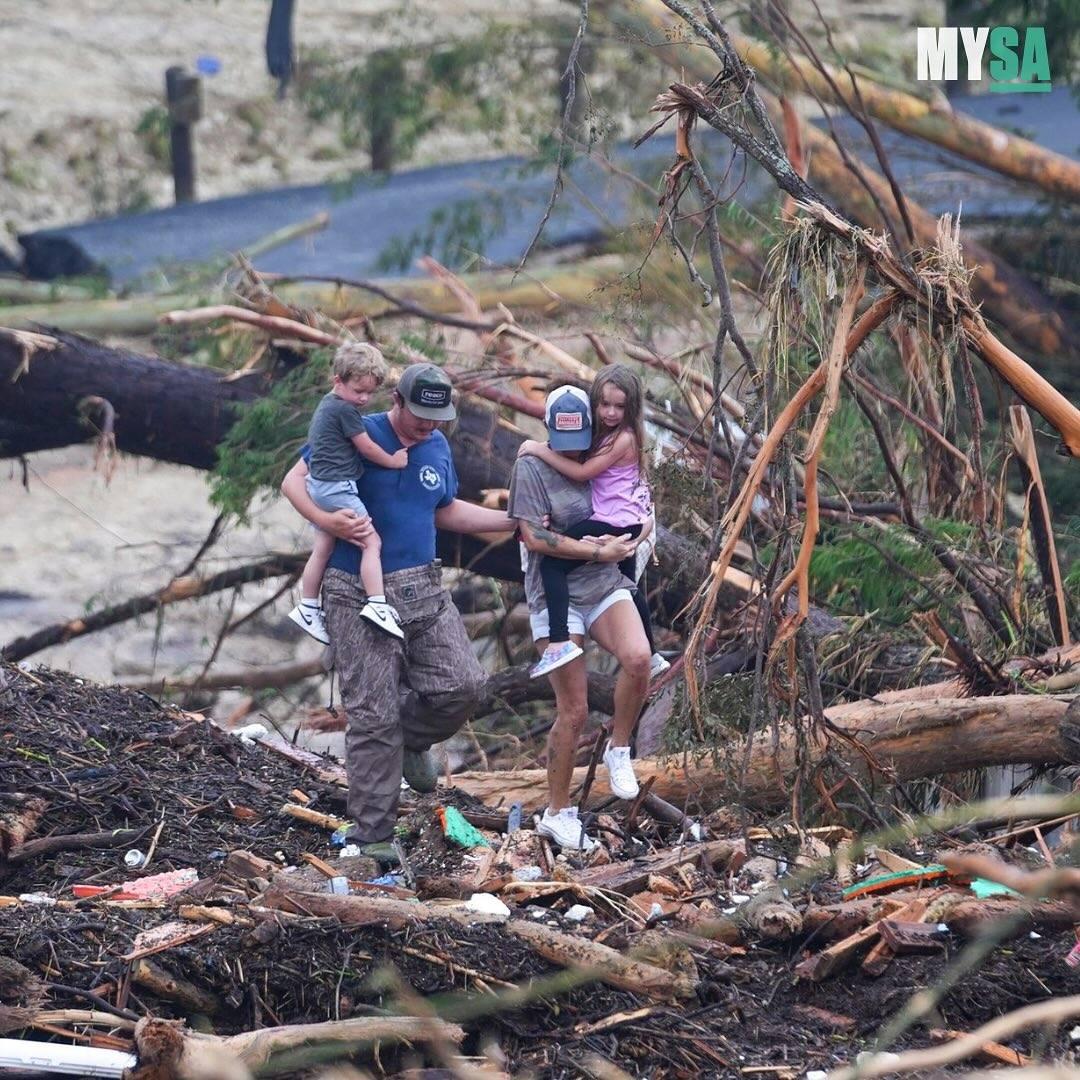 There was no story provided to give any background to this photo.
But just the raw image gives us a heart-wrenching glimpse into the Guadalupe River tragedy. These two unbearably cute children were saved. So many were no