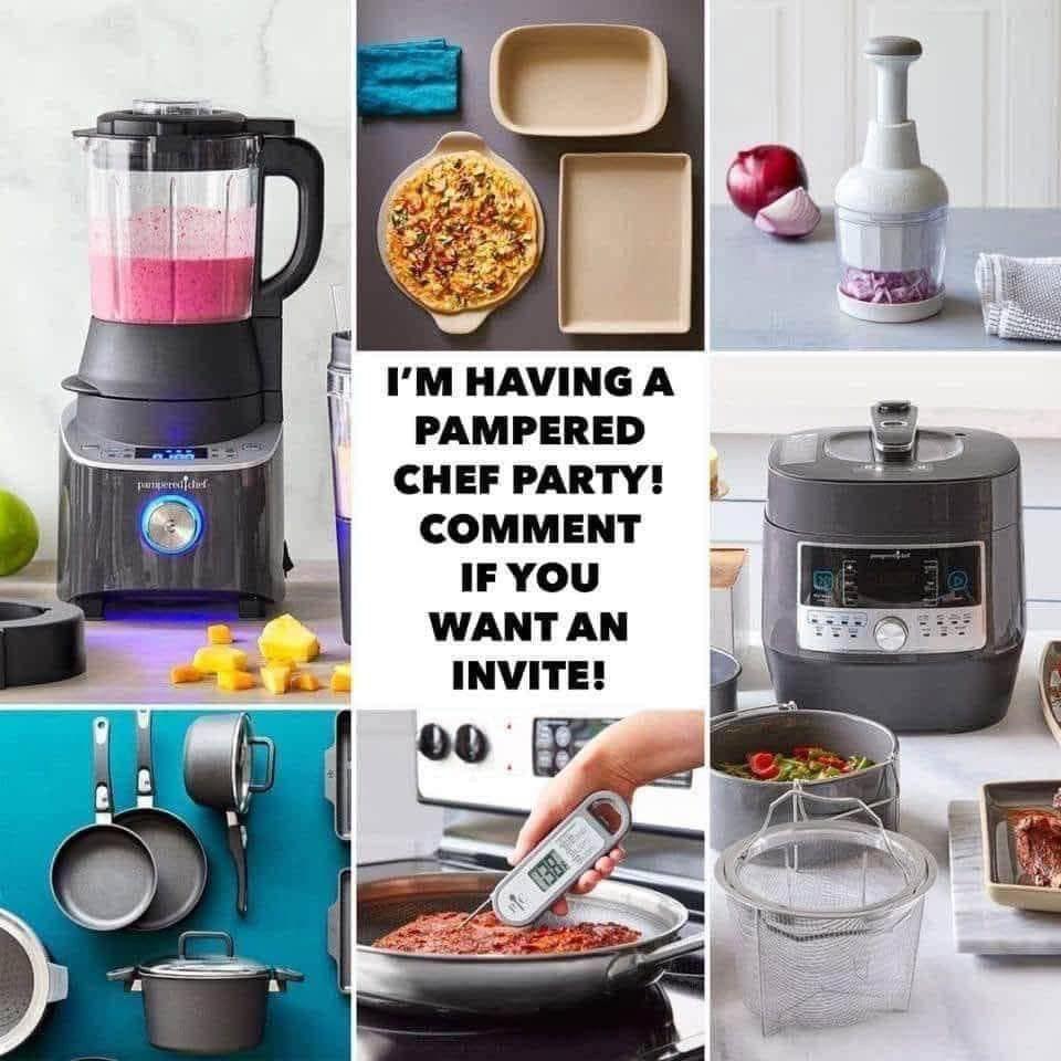 I’m having a virtual Pampered Chef Party! I love the products, and I thought you might too. They also make great gifts🎁. My consultant has challenged me to get 5 orders. I hope you will consider helping me out! PS. Feel fr
