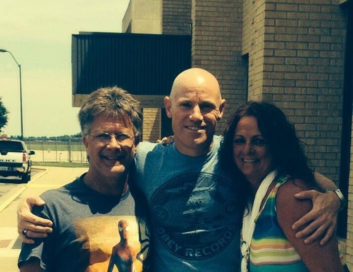 Kevin & I with our deep sea fishing buddy, Scott