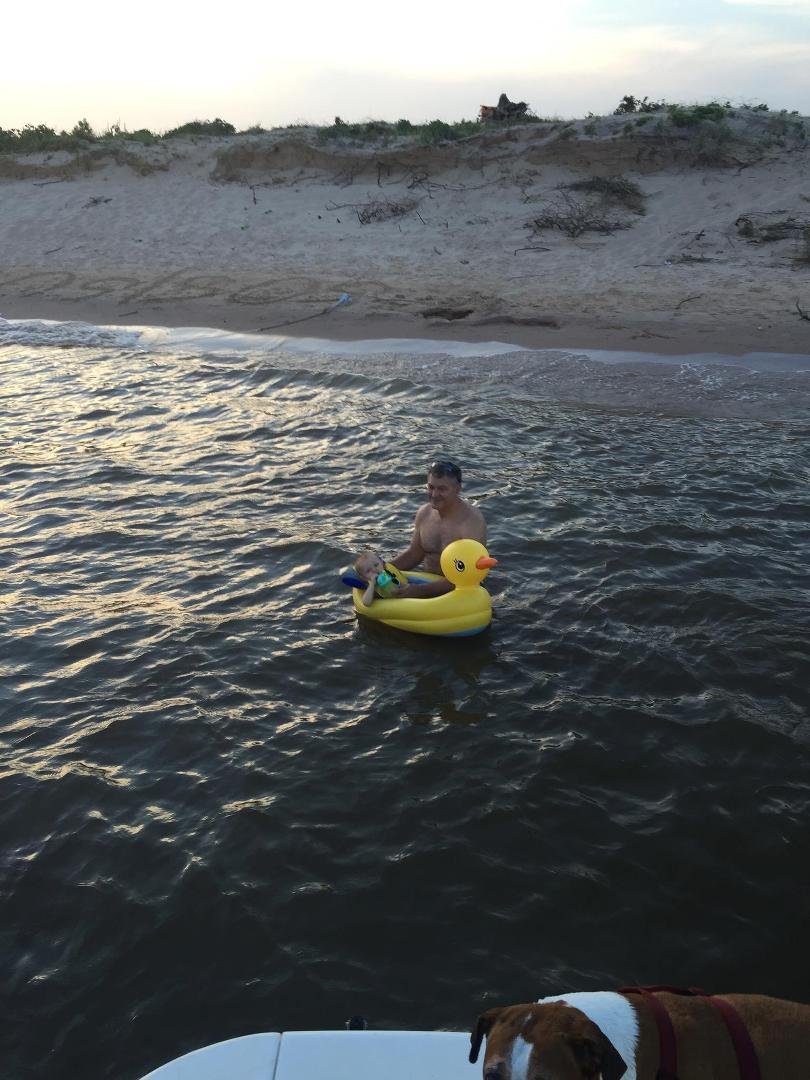 Grandpa and rylin on lake Texans