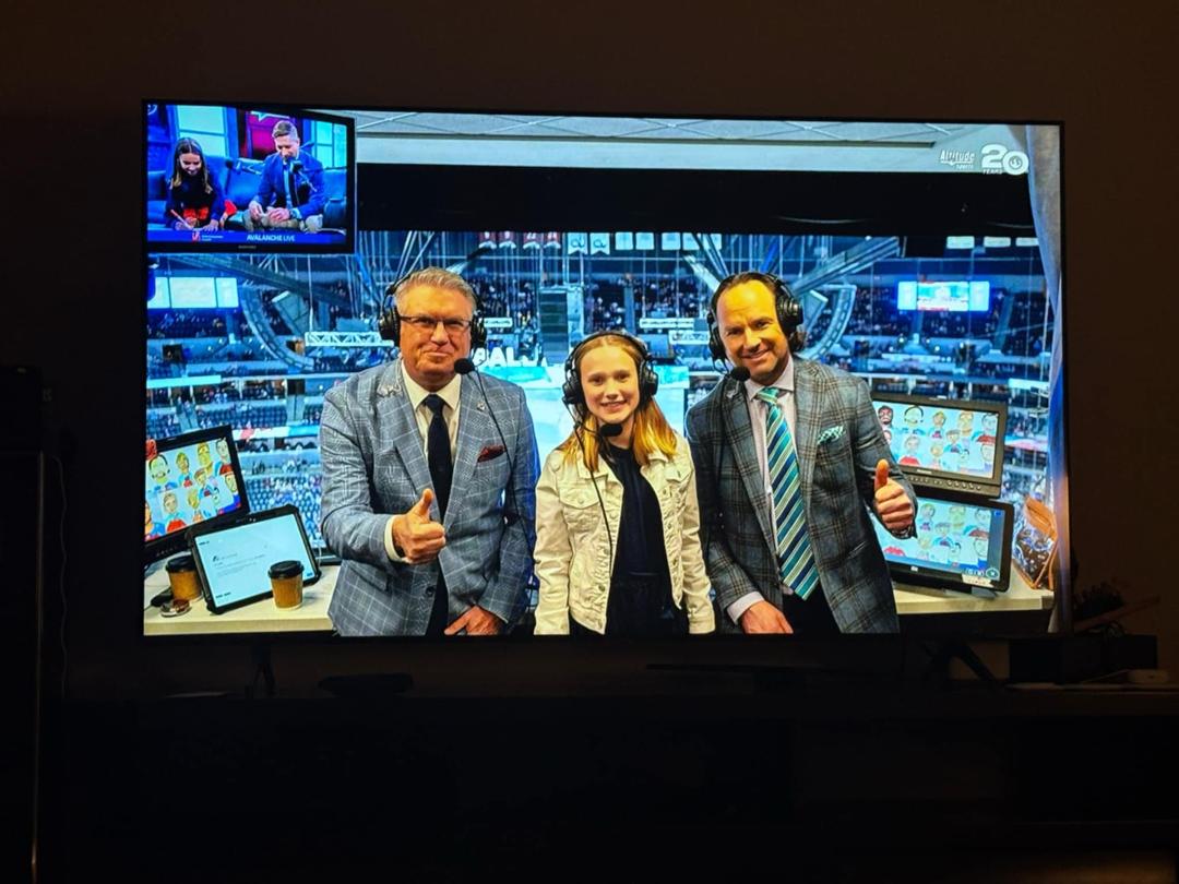 Here is that beautiful baby now!Miss Lily was a guest commentator at an Avalanche game. Her team, 12U girls, won the state championship!