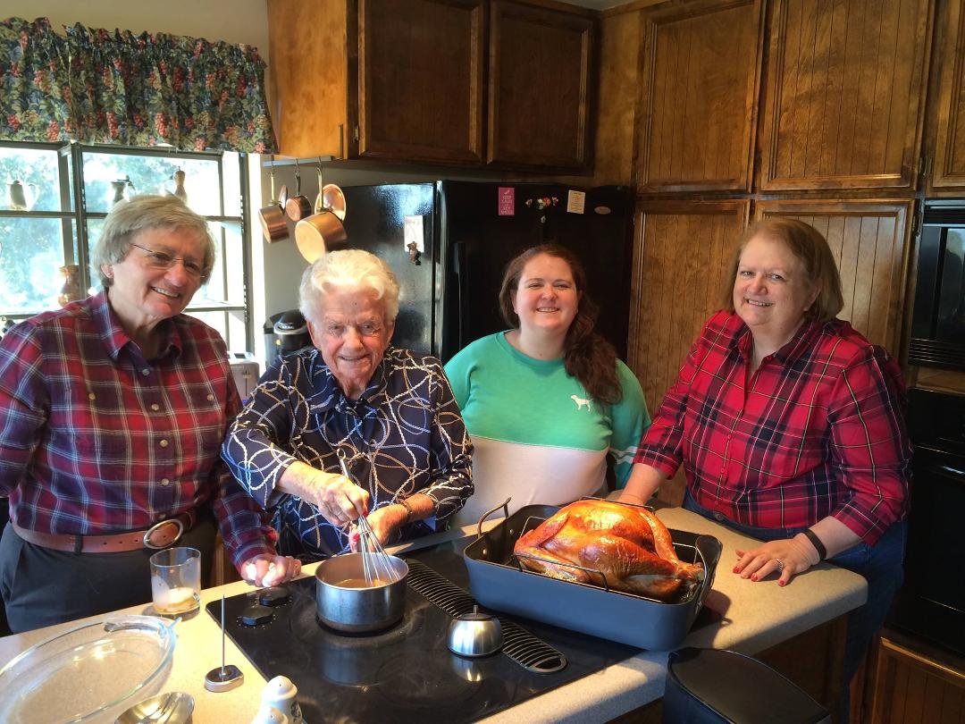 Four great Women preparing Thanksgiving Feast 2015 for a grateful Family. It was delightful and one of the BEST as a joint sisterhood effort. Thanks!