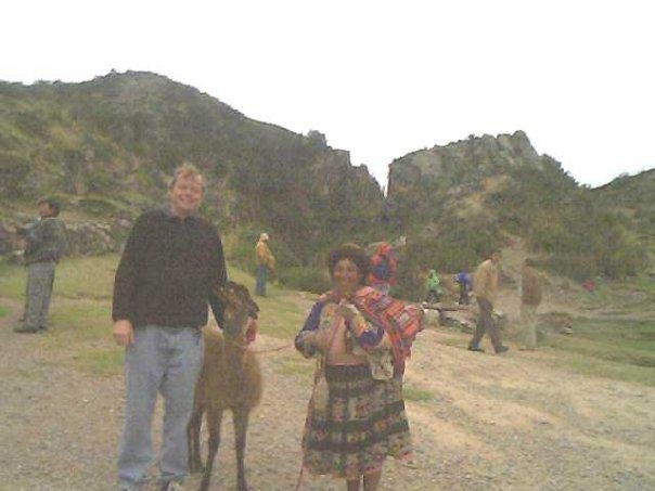 Andina woman, Llama, myself, near Sacsayhuaman.