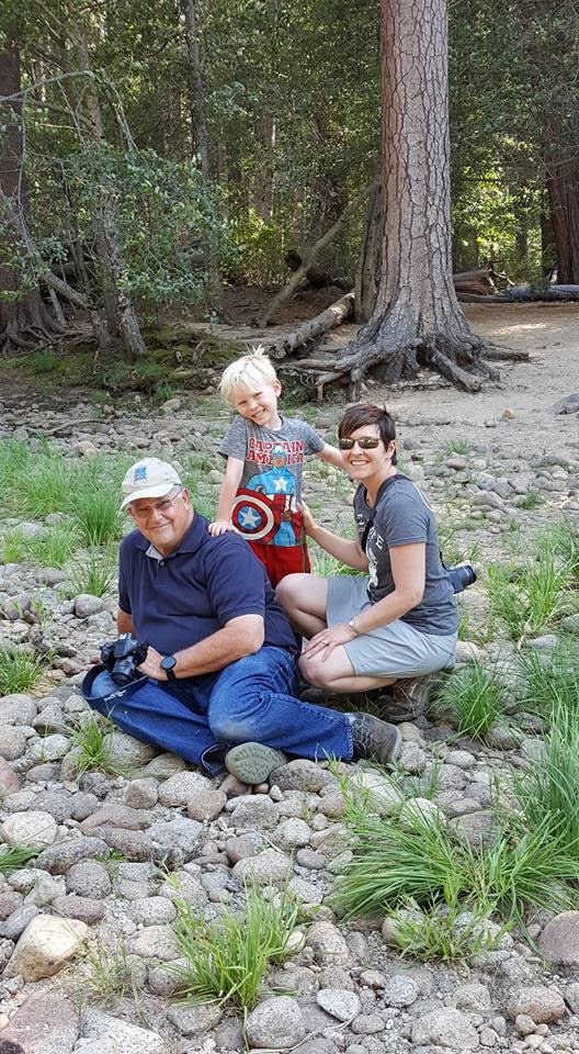 Chilling by the Merced River with Don Gall and Kristen Gall Rooney and Fionn.