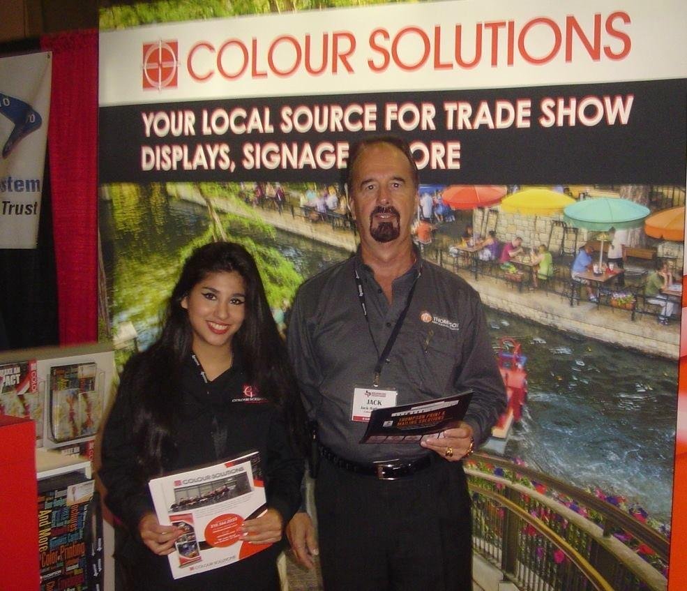The San Antonio Manufacturing Association Exhibition took place today at the Freeman Coliseum Exhibit Hall. Working the Colour Solutions booth were Krystal Vela and Jack Hathaway representing Colour Solutions and Thompson P