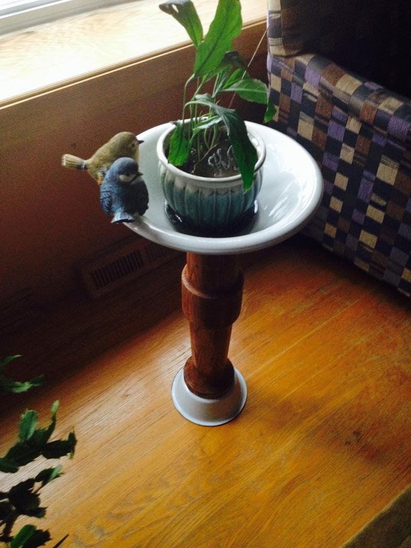 Creating this project while stuck indoors. Made from items I bought in flea markets.