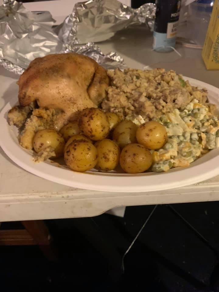 My dinner tonight. Some friends brought me a plate.