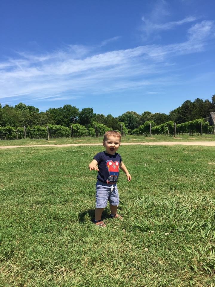 Running thru the vineyards at Williamsburg Winery.