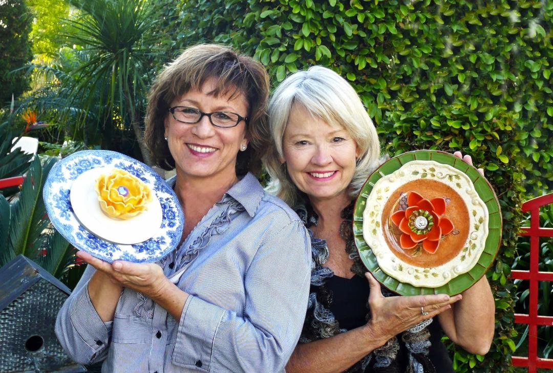 Candy and I have been making garden art and will be presenting them at a Garden Art/Sale at her lovely LaCosta Home next Saturday April 26th from 3-6.  If you would like an invitation, send me an email and I will send you o