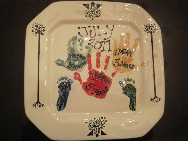 When we had Allison's girls with us a couple of weeks ago, Victoria instigated making this plate for me. I love it!!