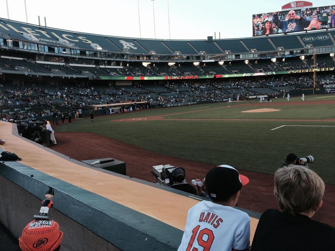 View from seats for tonight's A's v. Orioles game! Thanks Jerry B.
