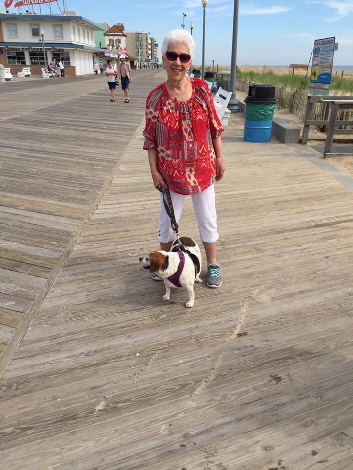Walking the boardwalk in Rehobeth  Beach with Zoey