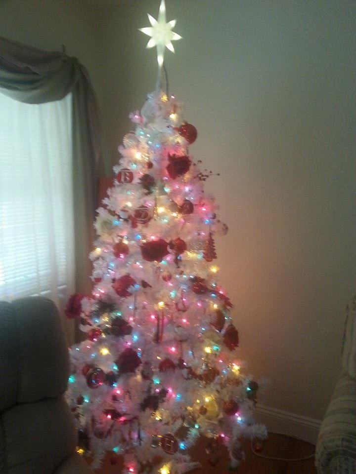 Our white and red Christmas tree. We love it.