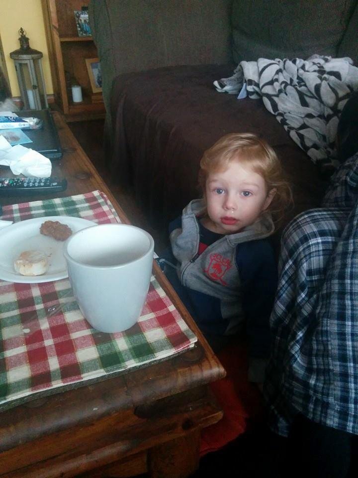 Babysitting my sick grandson. I would not have it any other way. Lots of chicken soup, sleep and cartoons. The way my mother took care of me and the way I took care of my sons.