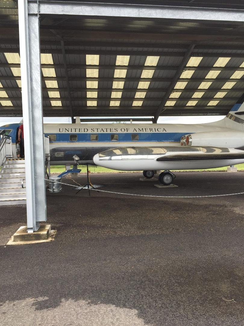 Remodeled Air Force 1/2 used by LBJ parked at the ranch