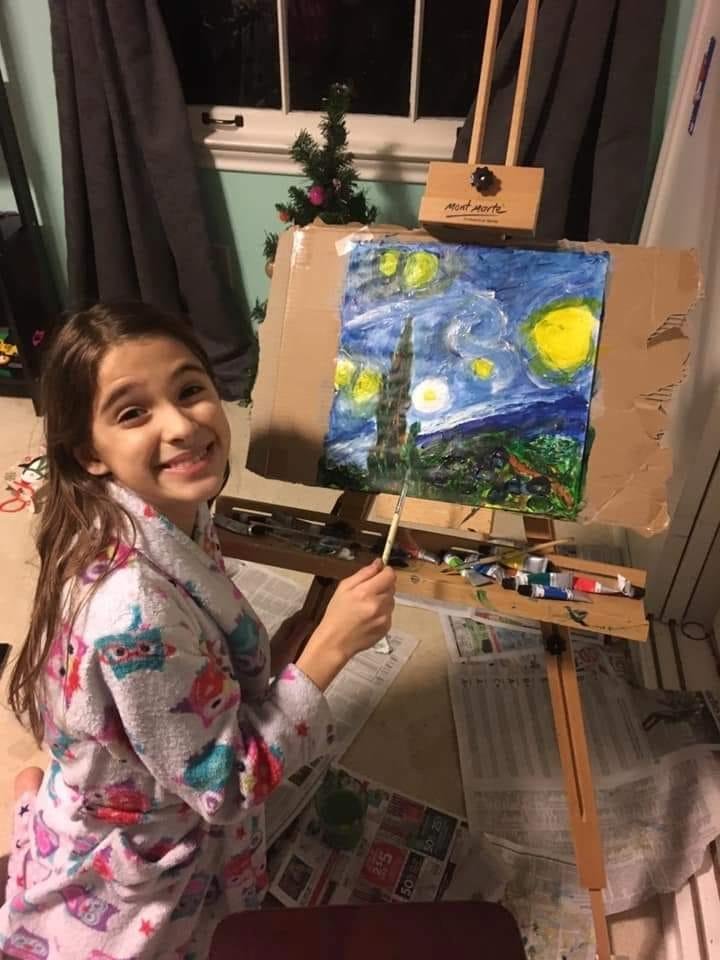 Can't believe how gifted my granddaughter is. She copied a famous painting that I can't remember the name of right now.