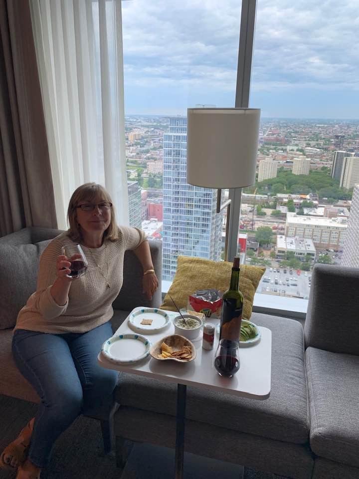 With my sweet wife pre Stones concert cocktails and snacks
