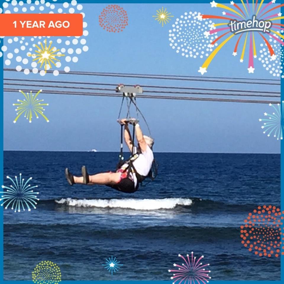 My sweetie zip lining one year ago in Labadee, Haiti.
