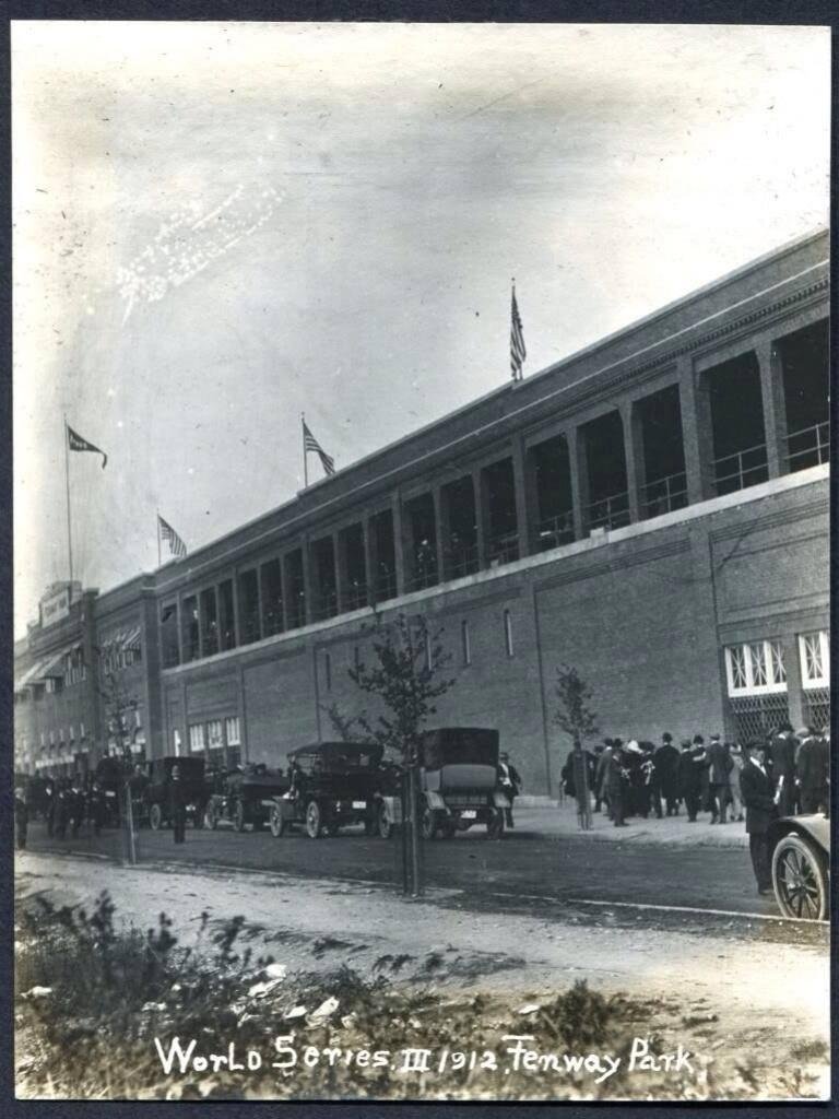 The Red Sox won the World Series their first year at Fenway Park. Exterior shot of Fenway during the 1912 WS.