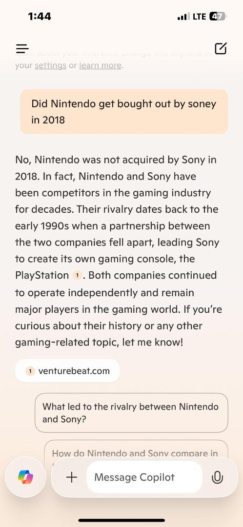 Correction apparently Nintendo was not aquied by soney after all. 

My bad at least according to some internet sources and copilot ai