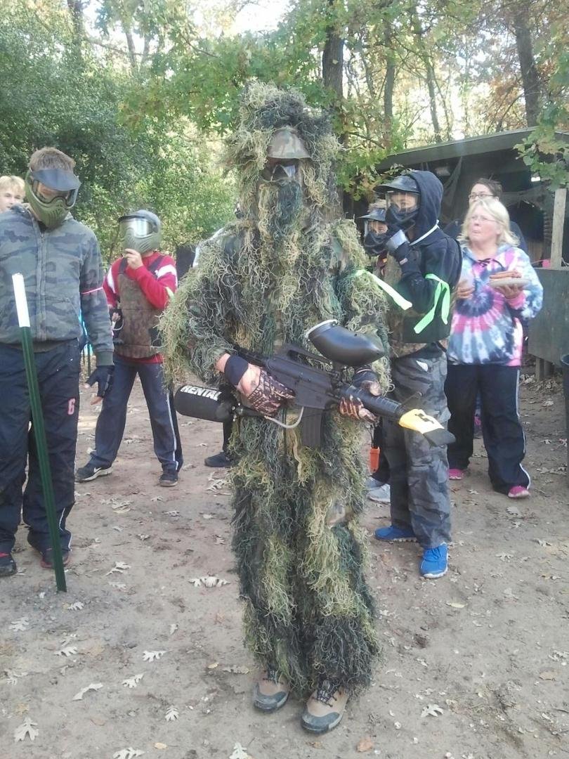Parker paintballing in Hudson, WI with his hockey  team