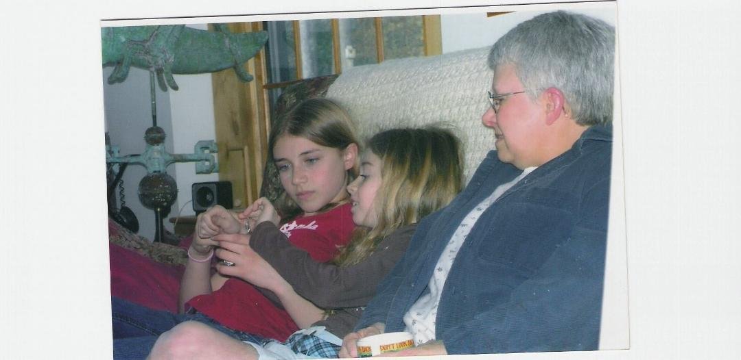 Nicole, Nellie and Mary on a visit with Mike.