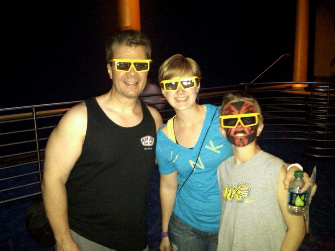 DisneyWorld December '11 heading in to see Mickey's PhilharMagic in 3D for the umpteenth time with my oldest Stephanie and youngest Ethan. Middlest Andrea was competing in the Miss Junior Teen Beauty Pageant in Orlando at t