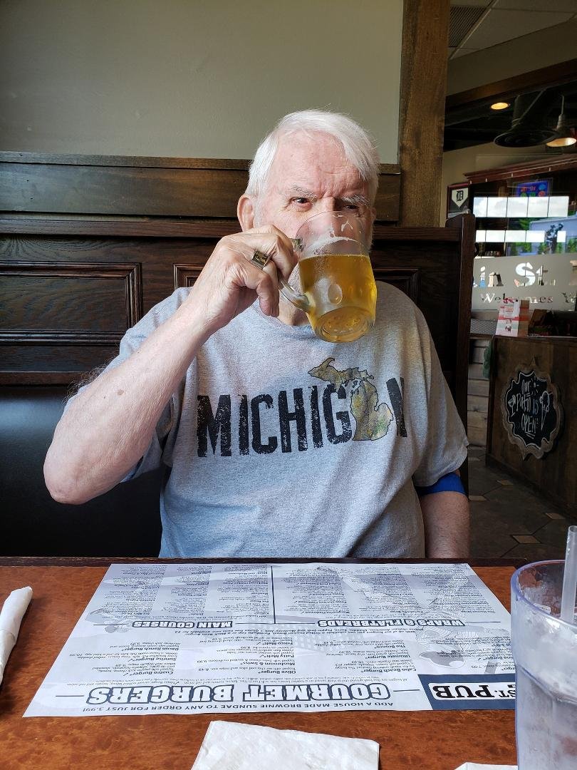After waiting at the doctor's way to long,  then off to blood work.  When we left, Dad said "I need a beer". So a beer it is.. he earned it.