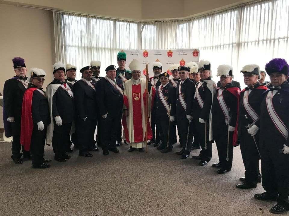 Knights of Columbus with Bishop Daniel Garcia following his installation as Bishop of the Diocese of Monterey on Jan. 29, 2019.
