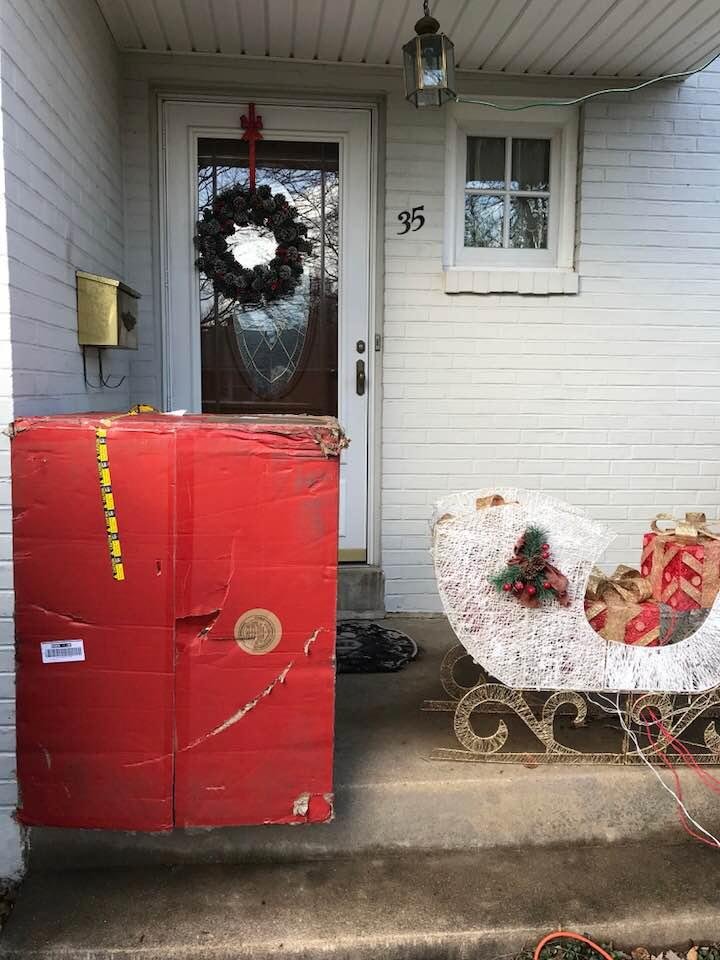 This is where UPS left this. 148 pounds and they did a drop and run. Not even a ring of the doorbell. I guess I got my cardio and strength training for the day. Do I hear another visit to the hospital?