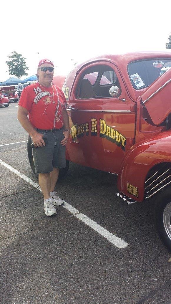 Having fun at the Sam's Town Car Show one bad hot rod.
