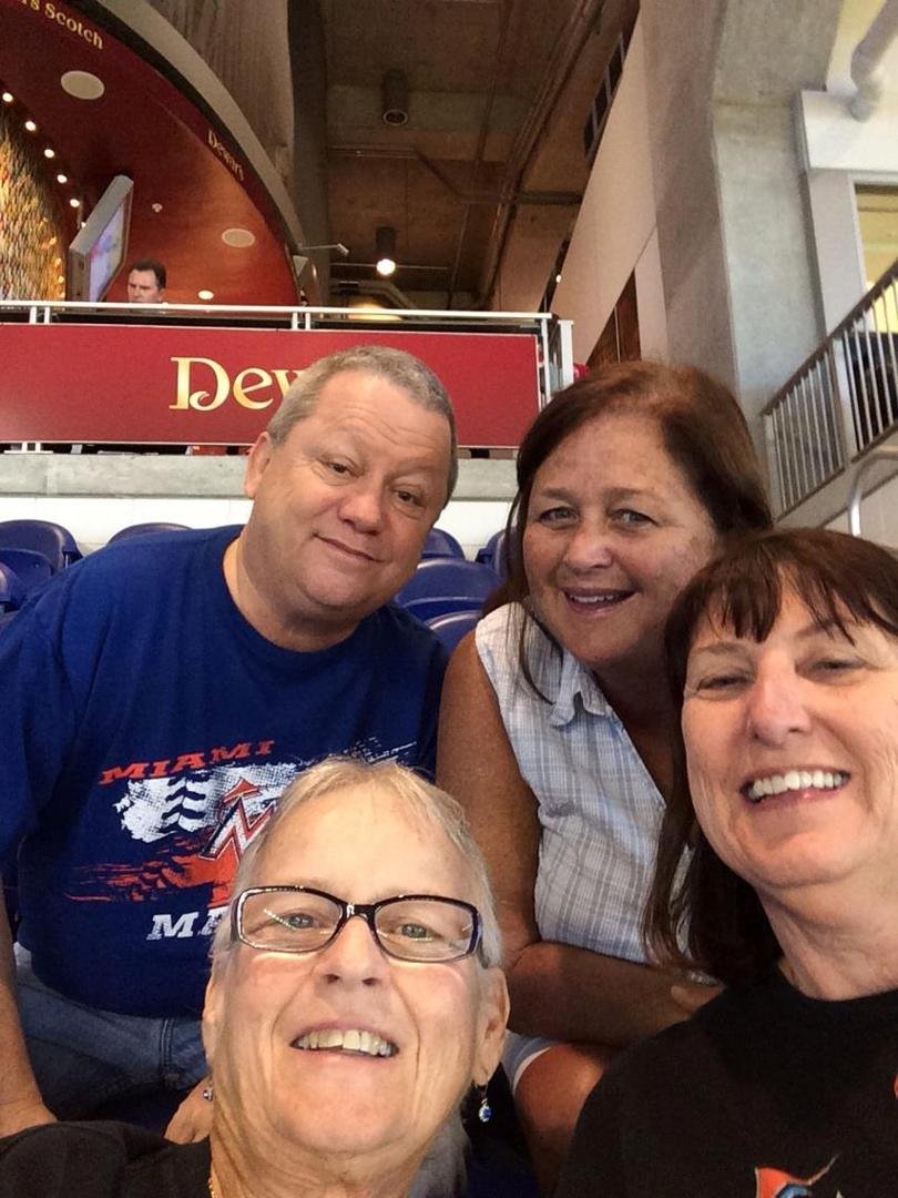 We are at my first Marlins game this year! Mark Sollenberger, Ruth Tresner, Barbara Dorlac, and me! Go Marlins!
