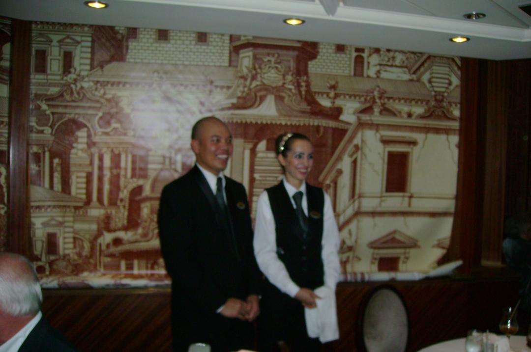 Our waiter , Sumerta from Bali, and asst. waitress, Serap, from Turkey