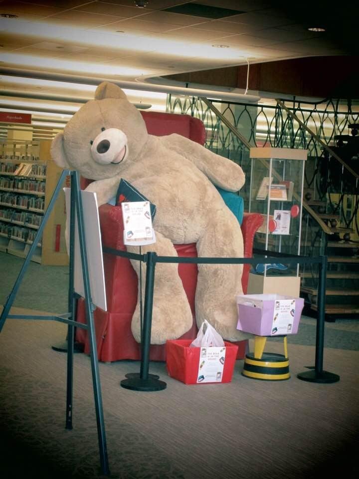 I’am not tired yet ! Welcome readers for the youth and adults as well. Congratulations to all the Library’s funding in New Jersey with this years election. The large teddy location is Montclair Public Library, Montclair,NJ.