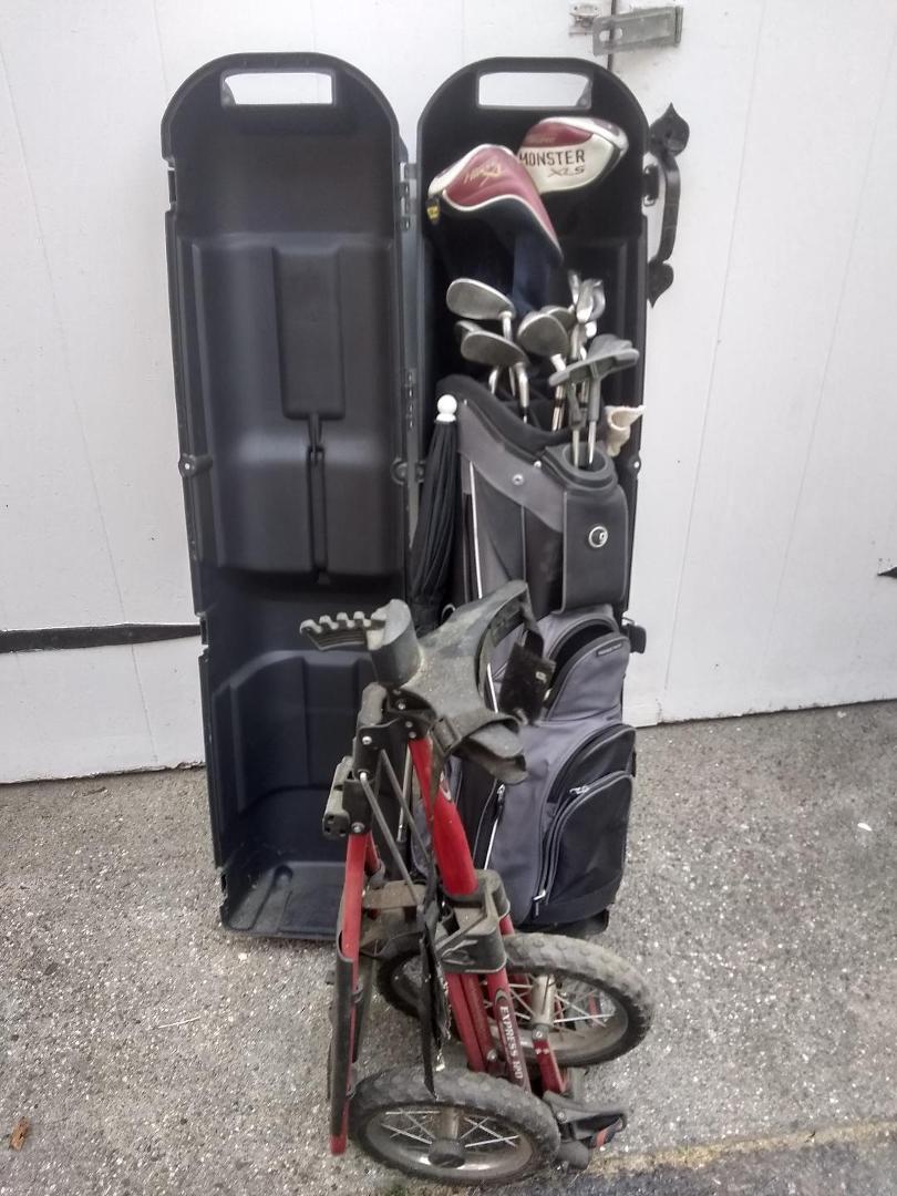 Going to part with my set of left-handed Cleveland golf clubs. A three wheel push cart. And a hard travel case. Planned to put them in the Winchester “Swap Shop” tomorrow. Wanted to check with any friends, family or maybe s