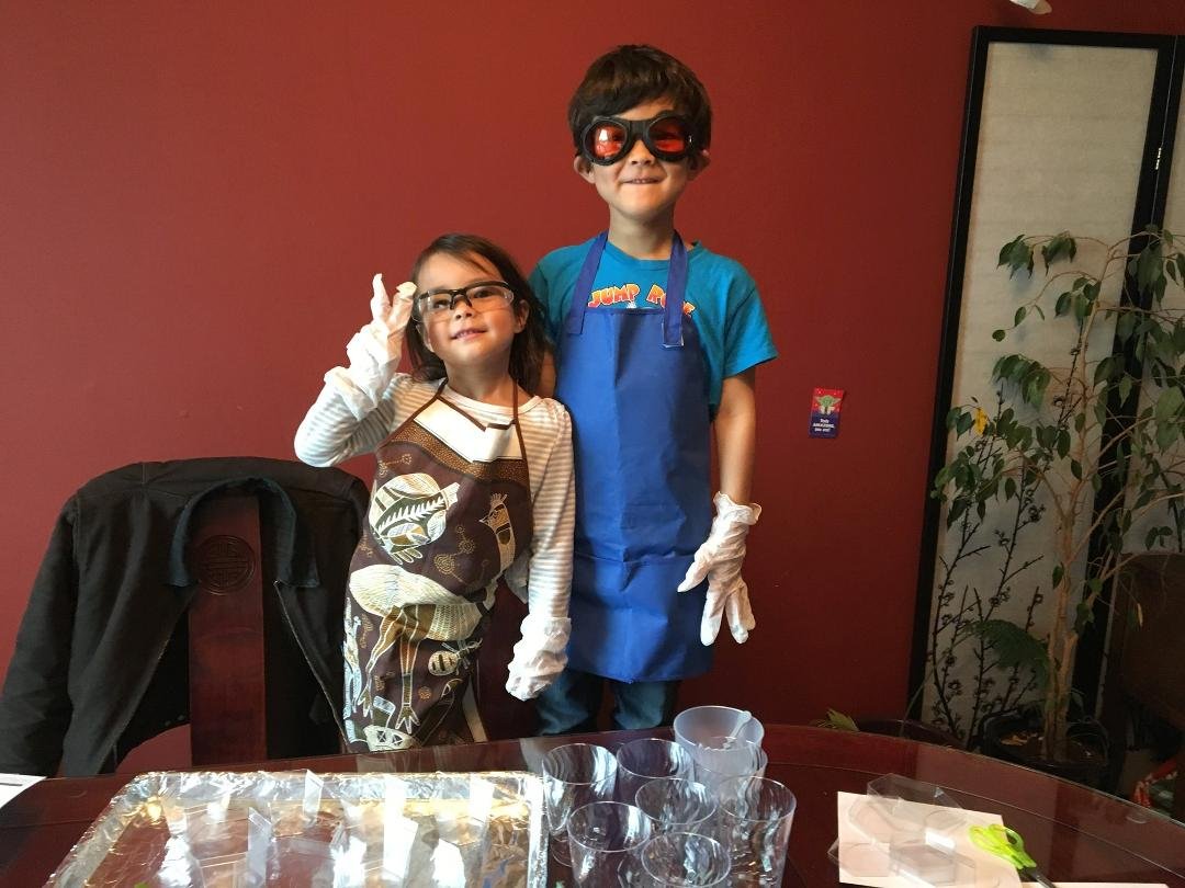 My mad scientists, making crystals