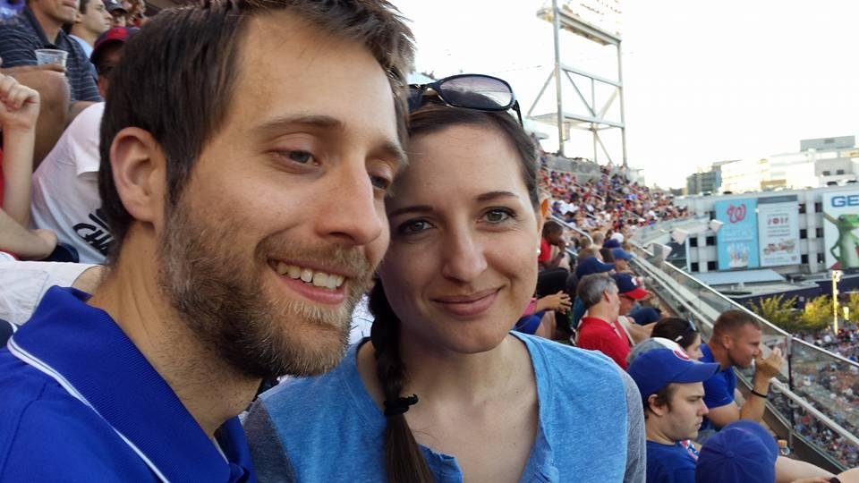 At the Cubs game. Cubs vs national on dv