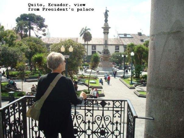 Carmen---standing from balcony of the Presidental palace in Quito