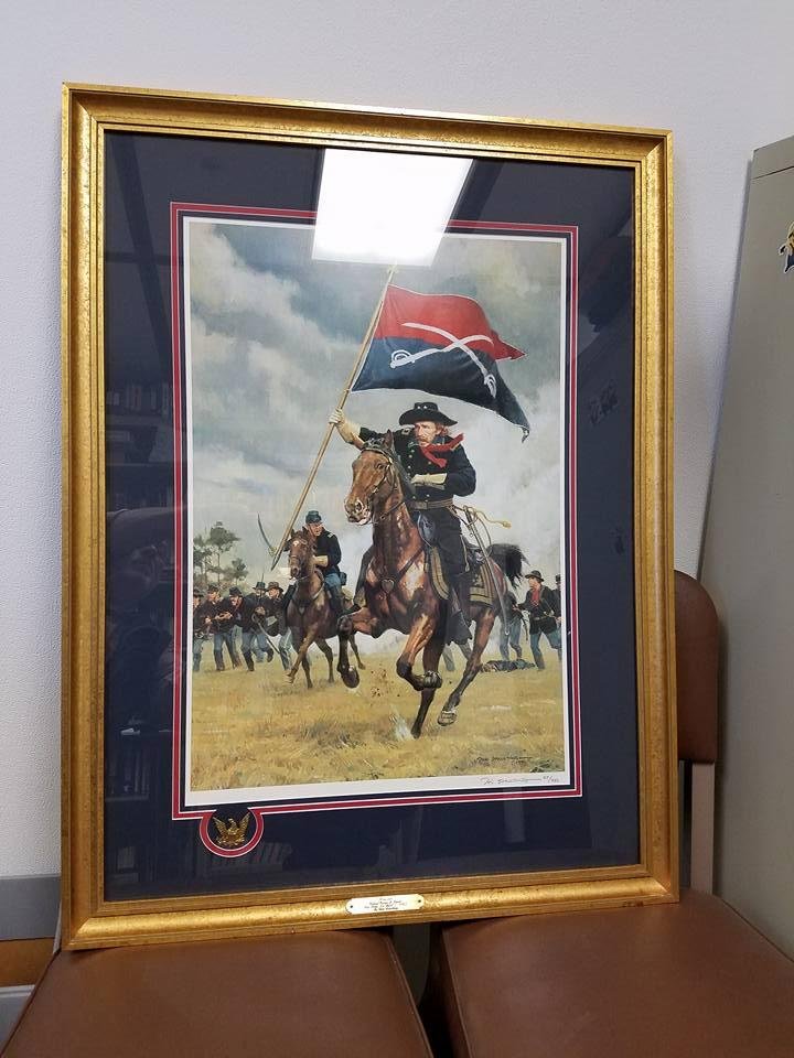 Yes, that is George Armstrong Custer at the Battle of Five Forks, bequeathed by my late friend and colleague Bruce Ruben stein. In emails he was "Autie"--Custer's nickname and I was "SB" for Sitting Bull, which meant that I