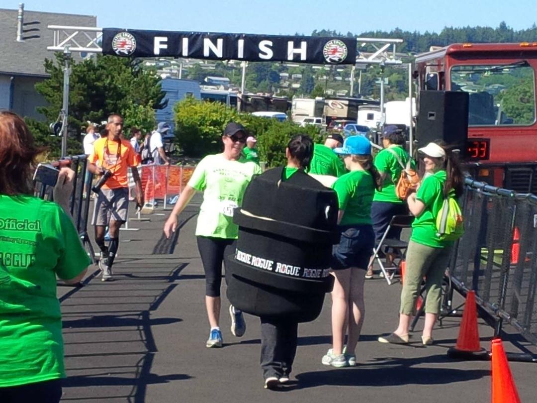 Another winner welcomed at the Finish Line @ the 2015 Barrel to Keg Relay.