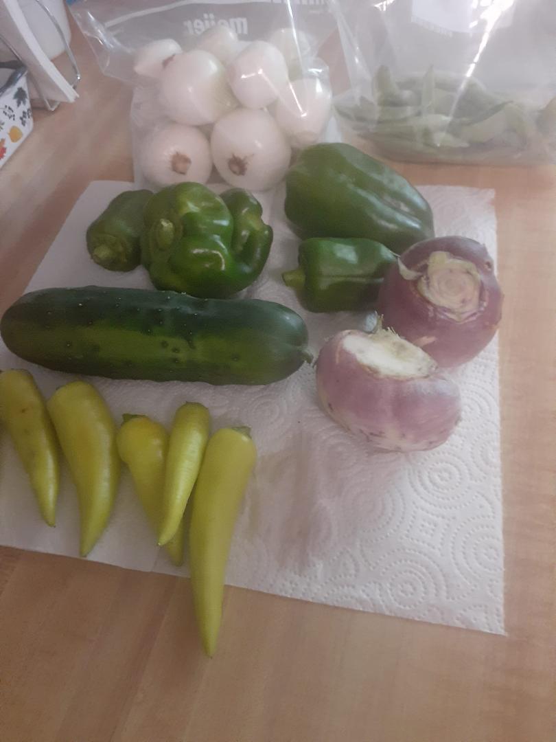 Just waiting on ripe tomatoes, cucumbers and melons.