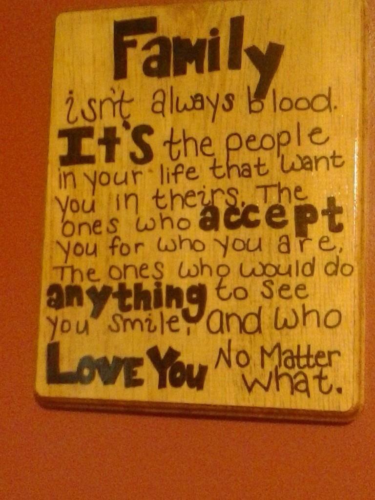 Someone Very Dear to me who I Love Very Much made this and gave this to me. It is hanging in my dining room and it will always stay there. I hope she knows how much I care about her and think about her. She lives far away