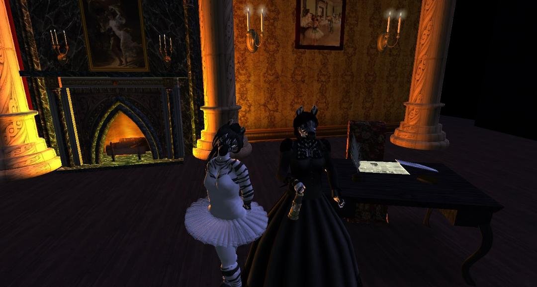 Giry and daughter in the office of the Paris opera company