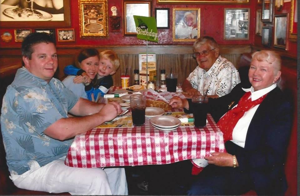 Bill, Lecy, Gary, Holly and Gabriel celebrating a Birthday at Bucca's at Universal City, CA. April 2014.