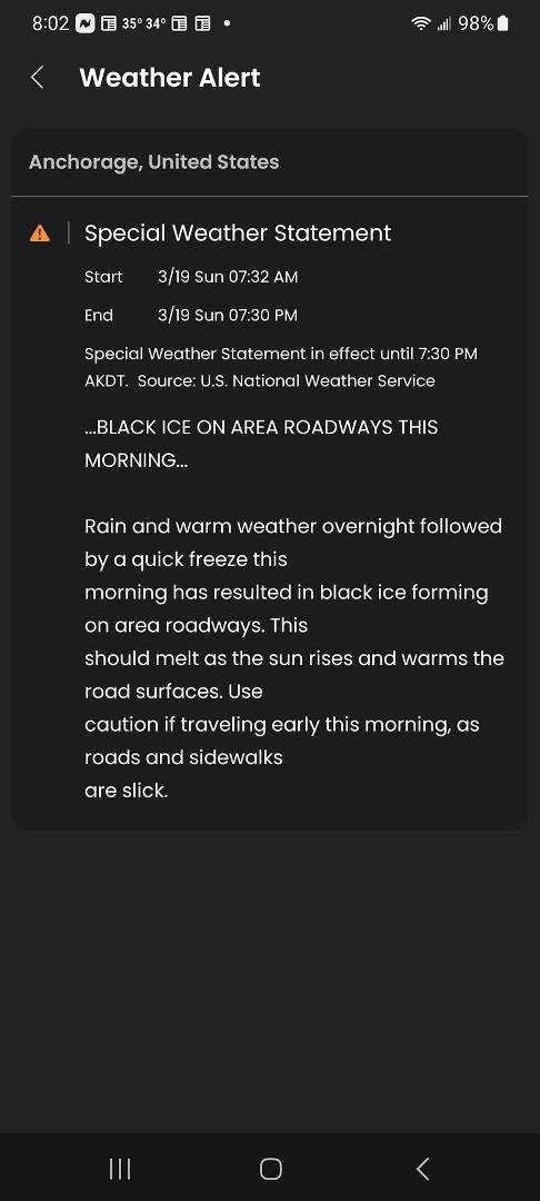 Black ice is very dangerous. You can't see it & it's very very slippery.