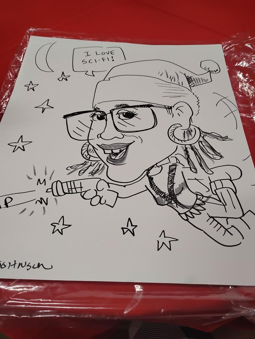 Got my picture drawn 😄🎄🎶😁