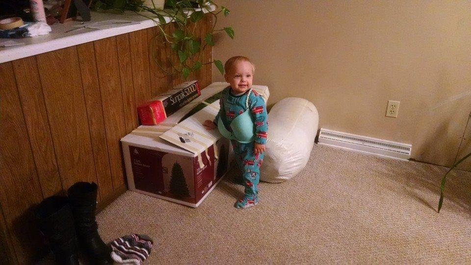 Zander found grandma Jill's bra!