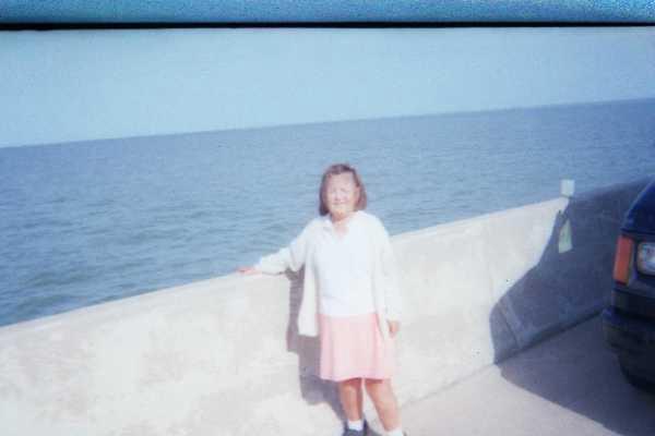 Brenda on bridge at Dauphin Island  2007