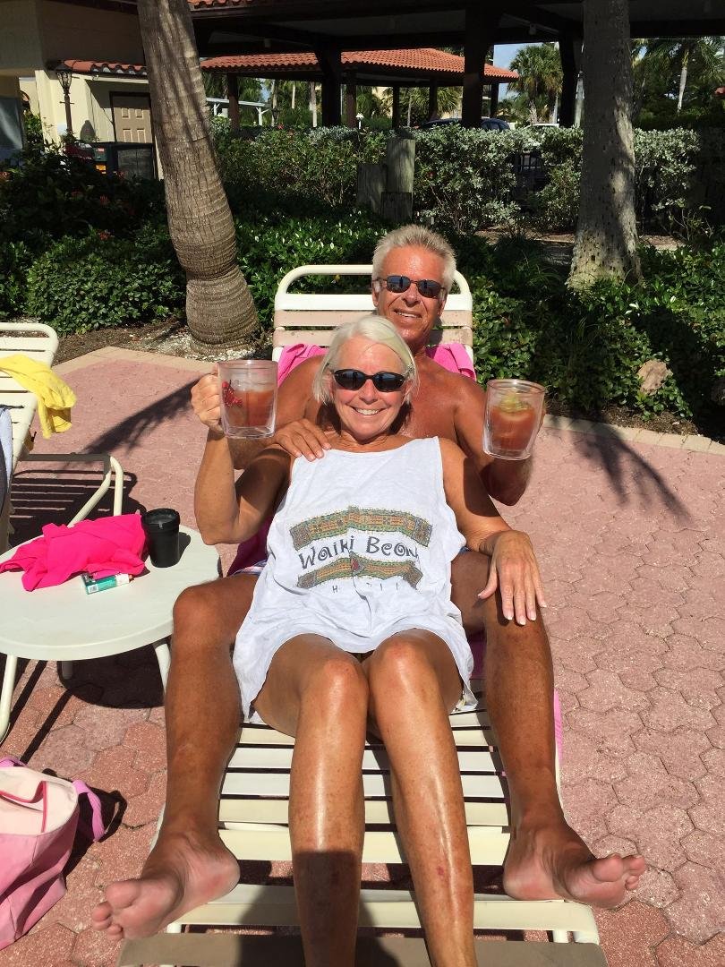 Toasting Marty Palazeti on his birthday. Another typical day at the beach.