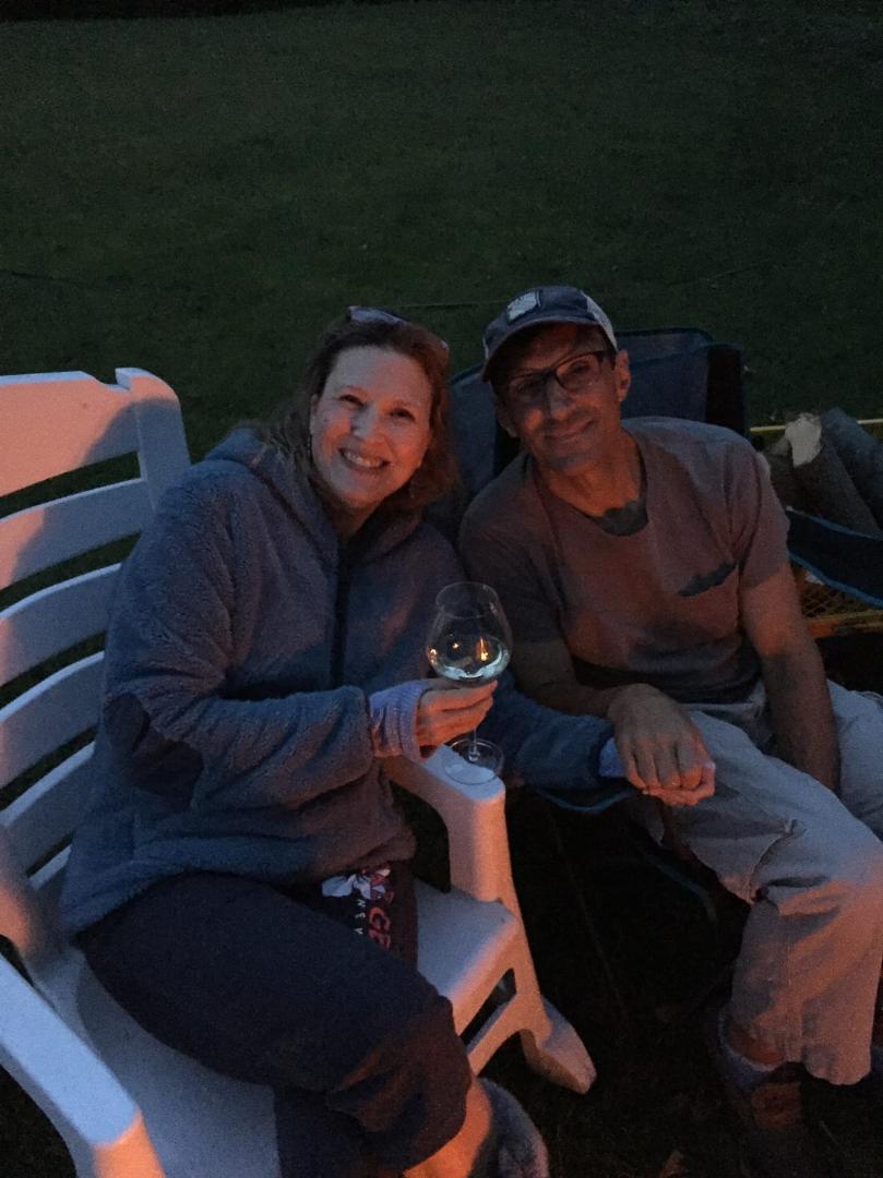 Celebrating our 16th Anniversary with our new backyard firepit! #Catherine Tartaglia Plummer-thanks for the yummy Prosecco!